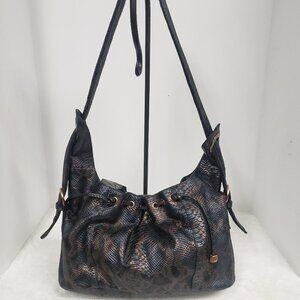 Charlie Lapson Slate Blue & Copper Snakeskin Print Shoulder Bag